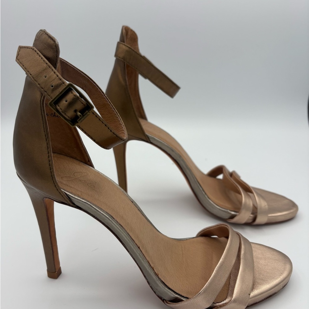 Joie Metallic Bronze Strappy Heels